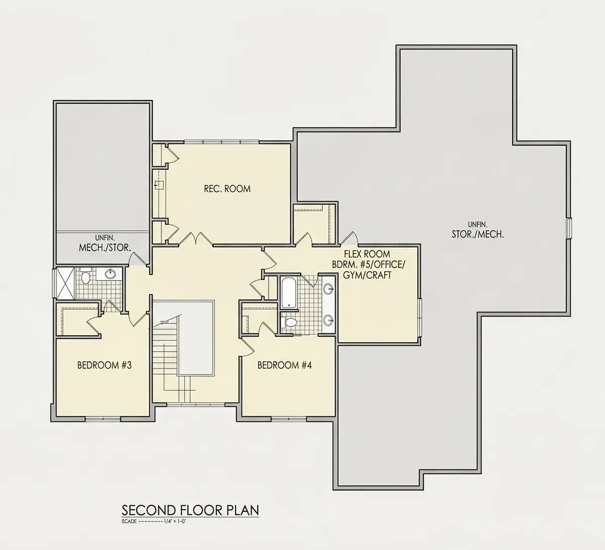 Etaj 1 15 – Proiect de casa cu etaj 381 m²: 4 Dormitoare, 5 Bai, Bucatarie deschisa, Garaj — 84914R