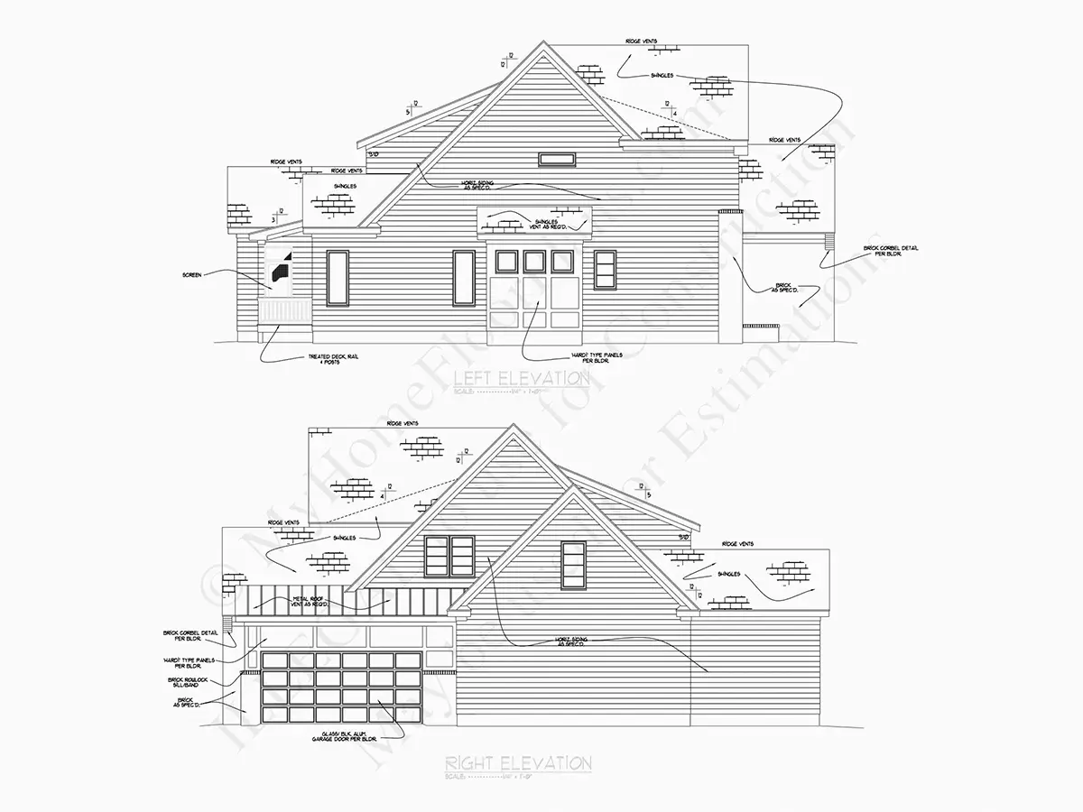 Fațade 13 – Proiect de casa cu etaj 381 m²: 4 Dormitoare, 5 Bai, Bucatarie deschisa, Garaj — 84914R
