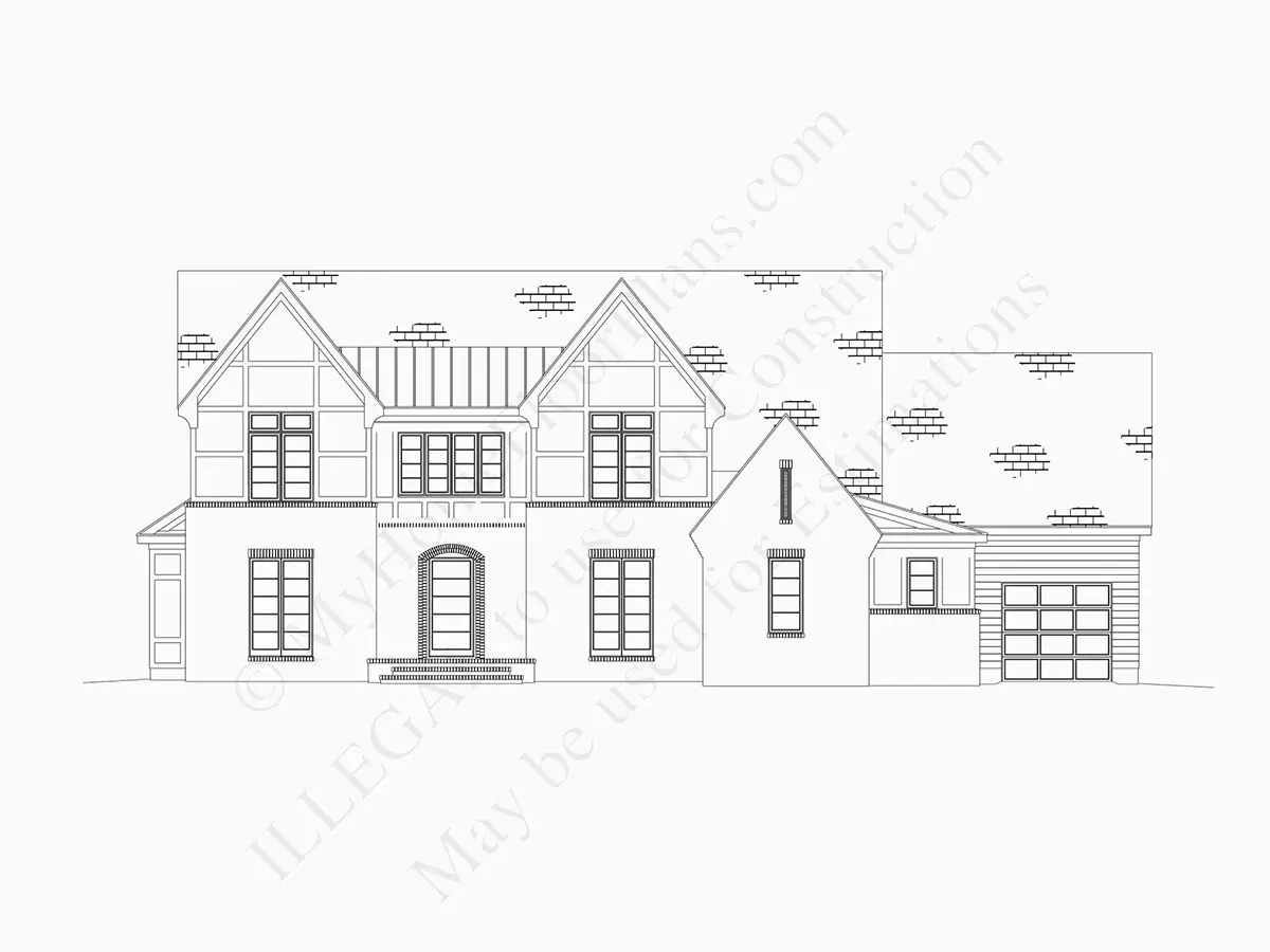 Fațade 12 – Proiect de casa cu etaj 381 m²: 4 Dormitoare, 5 Bai, Bucatarie deschisa, Garaj — 84914R