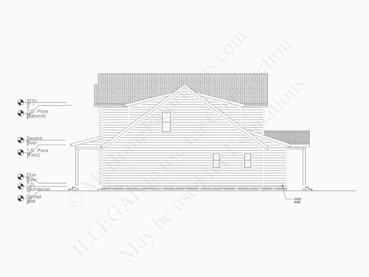 Fațade 6 – Proiect de casa cu etaj 240 m²: 3 Dormitoare, Birou, 3 Bai, Bucatarie deschisa, Garaj — 94159R