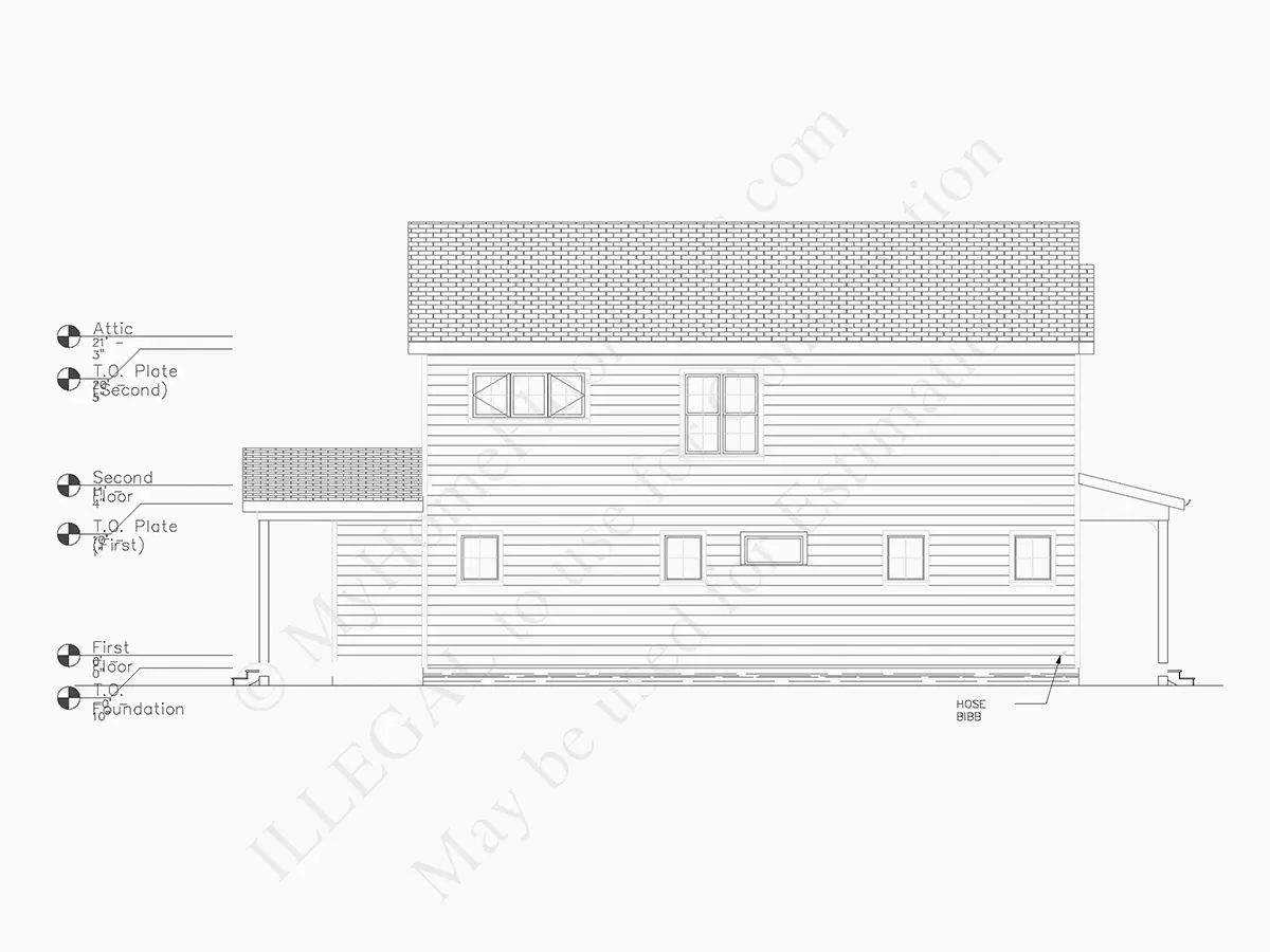 Fațade 8 – Proiect de casa cu etaj 240 m²: 3 Dormitoare, Birou, 3 Bai, Bucatarie deschisa, Garaj — 94159R