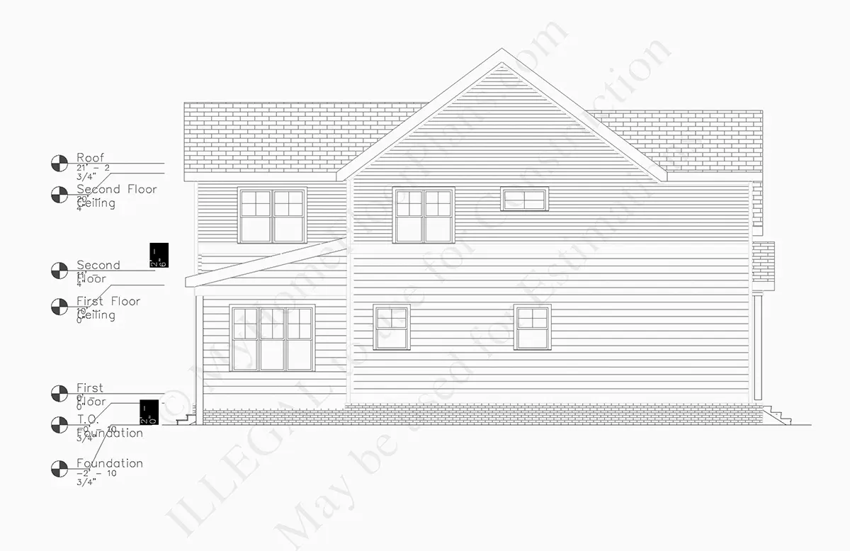 Fațade 6 – Proiect de casa cu etaj 356 m²: 4 Dormitoare, 4 Bai, Bucatarie deschisa, Garaj — 13464R