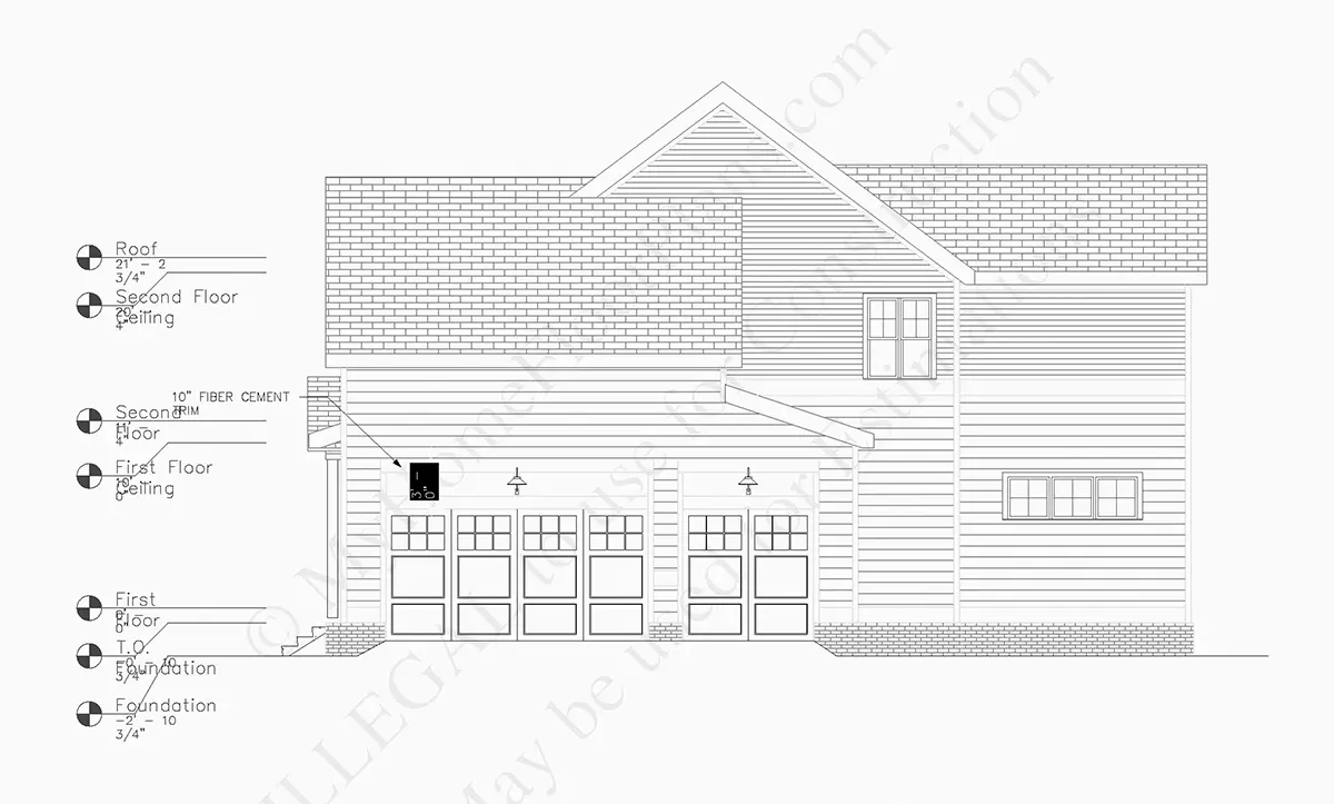 Fațade 7 – Proiect de casa cu etaj 356 m²: 4 Dormitoare, 4 Bai, Bucatarie deschisa, Garaj — 13464R