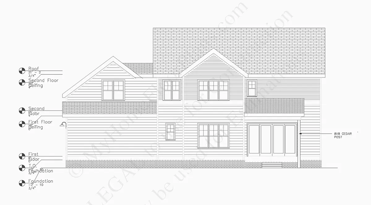 Fațade 8 – Proiect de casa cu etaj 356 m²: 4 Dormitoare, 4 Bai, Bucatarie deschisa, Garaj — 13464R