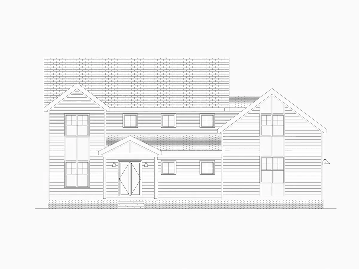 Fațade 5 – Proiect de casa cu etaj 356 m²: 4 Dormitoare, 4 Bai, Bucatarie deschisa, Garaj — 13464R