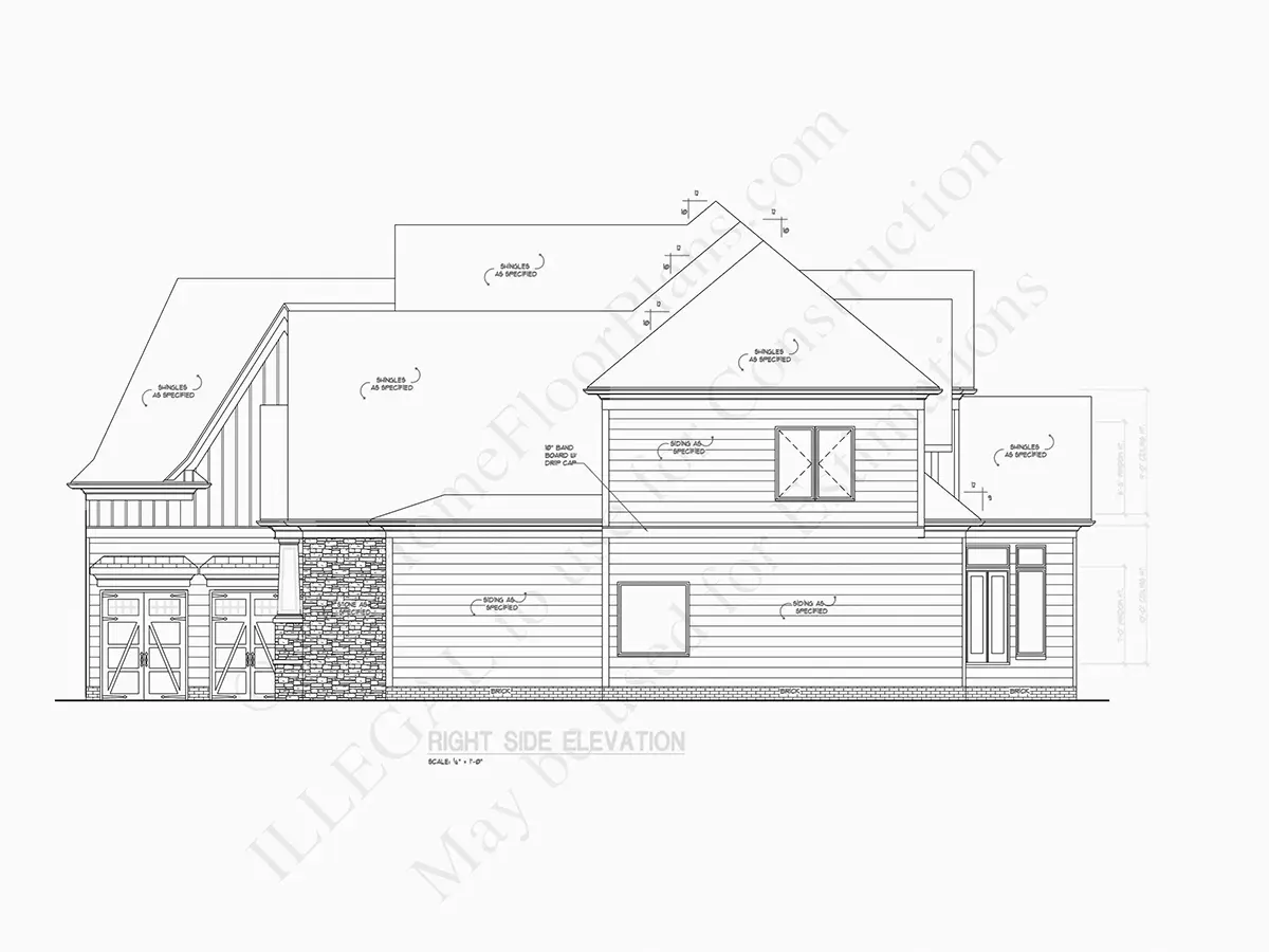 Fațade 6 – Proiect de casa cu etaj 497 m²: 4 Dormitoare, Birou, 6 Bai, Bucatarie deschisa, Garaj — 82132R