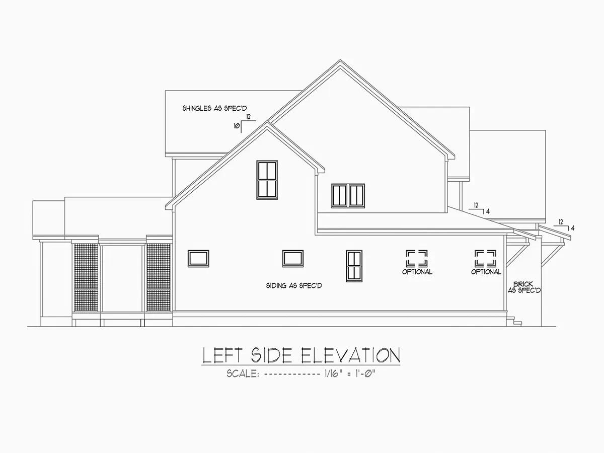 Fațade 6 – Proiect de casa cu etaj 384 m²: 4 Dormitoare, Birou, 5 Bai, Bucatarie deschisa, Garaj — 50641R