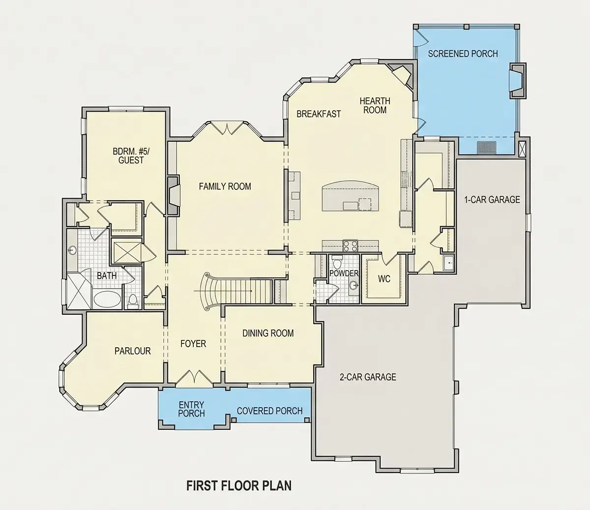 Parter 21 – Proiect de casa cu 2 etaje 497 m²: 5 Dormitoare, Birou, 6 Bai, Garaj — 85576R