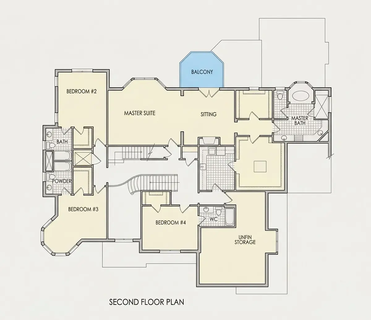 Etaj 1 22 – Proiect de casa cu 2 etaje 497 m²: 5 Dormitoare, Birou, 6 Bai, Garaj — 85576R