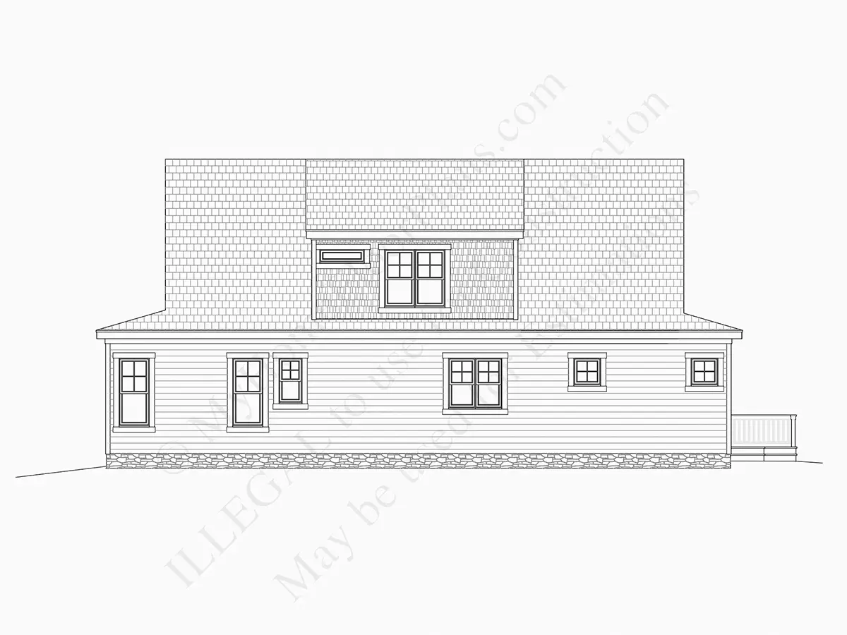 Fațade 10 – Proiect de casa parter cu mansardă 292 m²: 4 Dormitoare, Birou, 3 Bai, Bucatarie deschisa, fara Garaj — 57107R