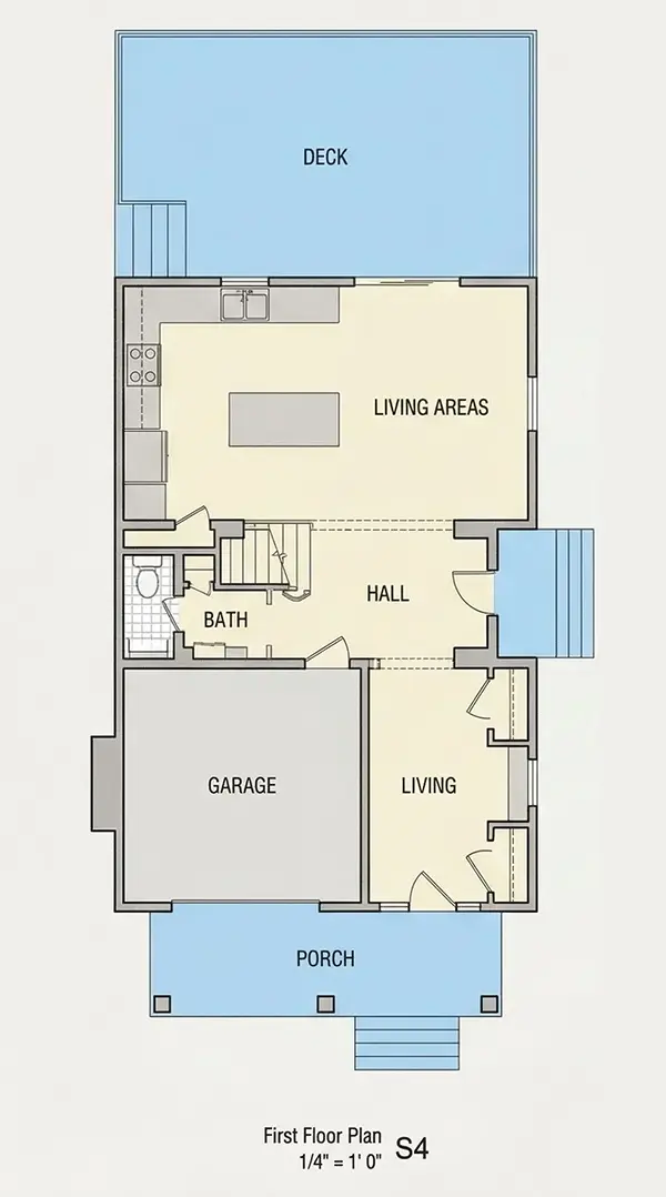 Parter 6 – Proiect de casa cu 2 etaje 251 m²: 5 Dormitoare, Birou, 4 Bai, Bucatarie deschisa, fara Garaj — 24322R