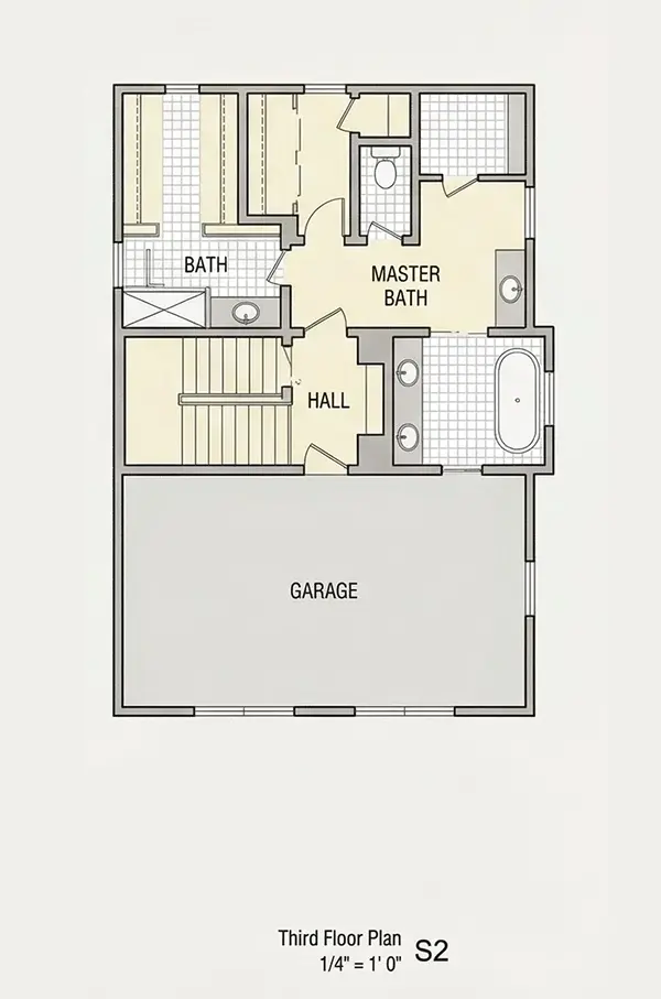 Etaj 2 8 – Proiect de casa cu 2 etaje 251 m²: 5 Dormitoare, Birou, 4 Bai, Bucatarie deschisa, fara Garaj — 24322R