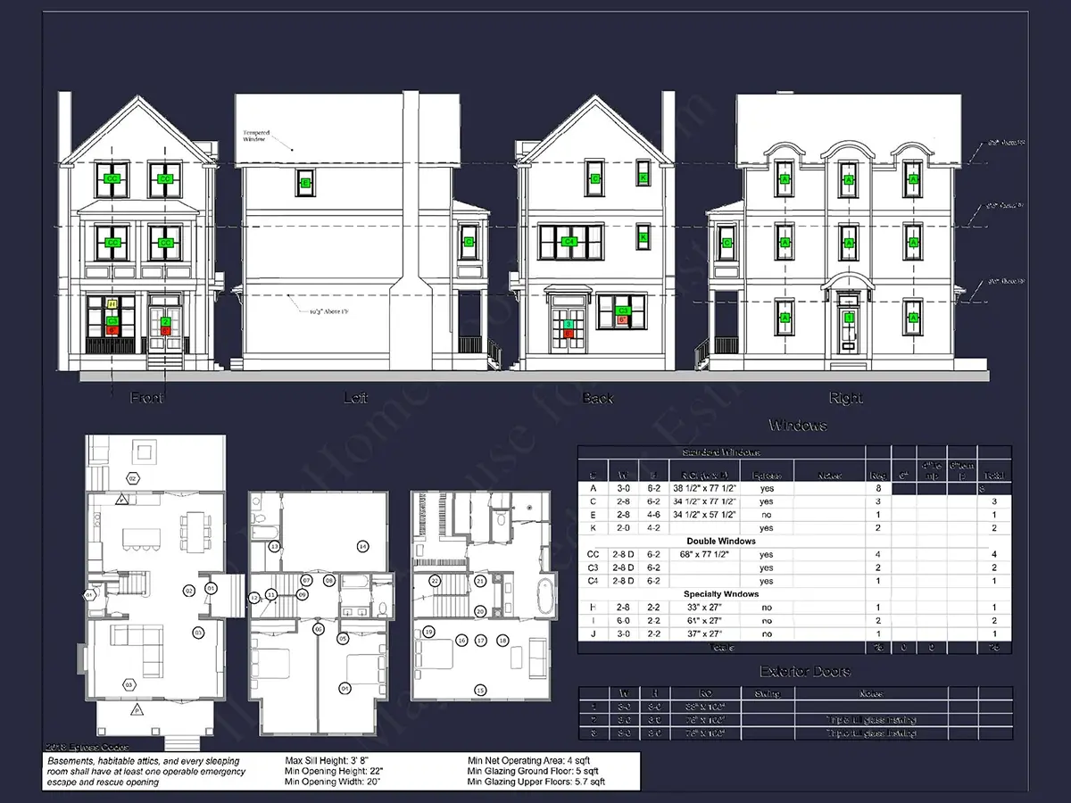 Fațade 5 – Proiect de casa cu 2 etaje 251 m²: 5 Dormitoare, Birou, 4 Bai, Bucatarie deschisa, fara Garaj — 24322R
