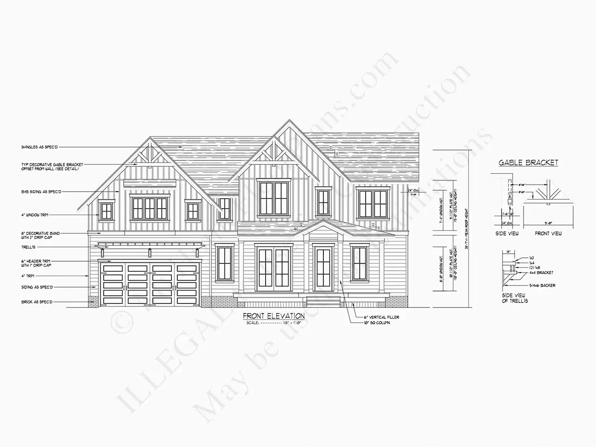 Fațade 18 – Proiect de casa cu etaj 293 m²: 3 Dormitoare, Birou, 4 Bai, Bucatarie deschisa, Garaj — 21252R