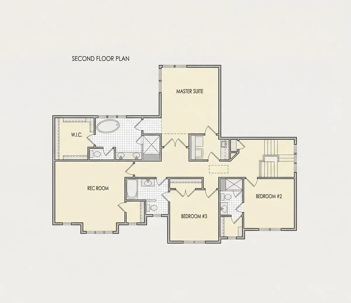 Etaj 1 23 – Proiect de casa cu etaj 293 m²: 3 Dormitoare, Birou, 4 Bai, Bucatarie deschisa, Garaj — 21252R