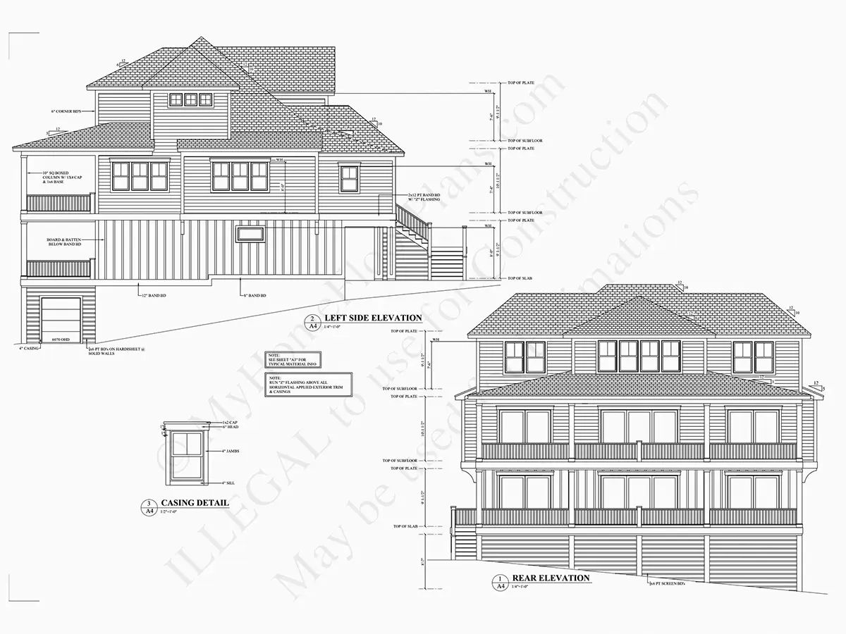 Fațade 7 – Proiect de casa cu 2 etaje 434 m²: 4 Dormitoare, Birou, 4 Bai, Bucatarie deschisa, Garaj — 92833R