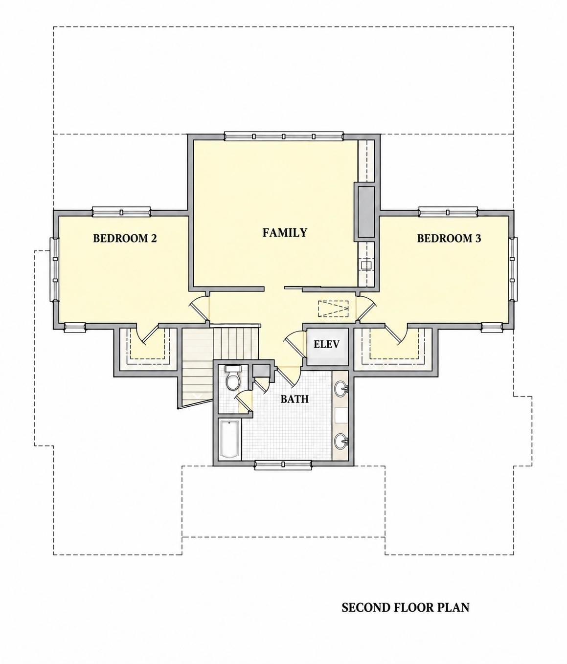 Etaj 1 10 – Proiect de casa cu 2 etaje 434 m²: 4 Dormitoare, Birou, 4 Bai, Bucatarie deschisa, Garaj — 92833R