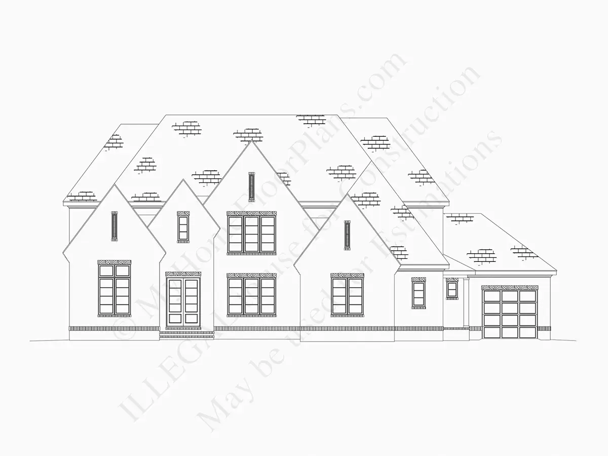 Fațade 21 – Proiect de casa cu etaj + demisol 599 m²: 6 Dormitoare, Birou, 8 Bai, Bucatarie deschisa, Garaj — 36963R