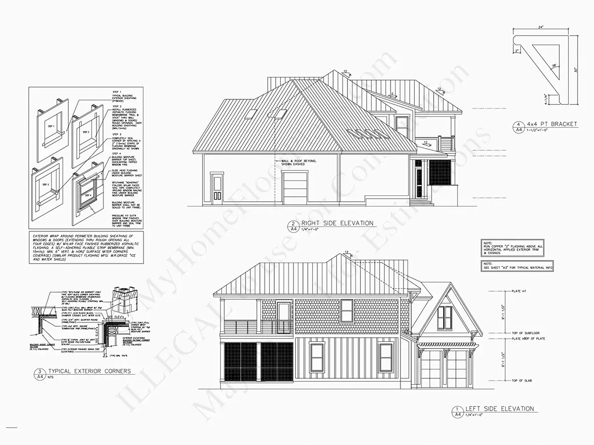 Fațade 7 – Proiect de casa Mai mult 377 m²: 3 Dormitoare, 4 Bai, Garaj — 81823R