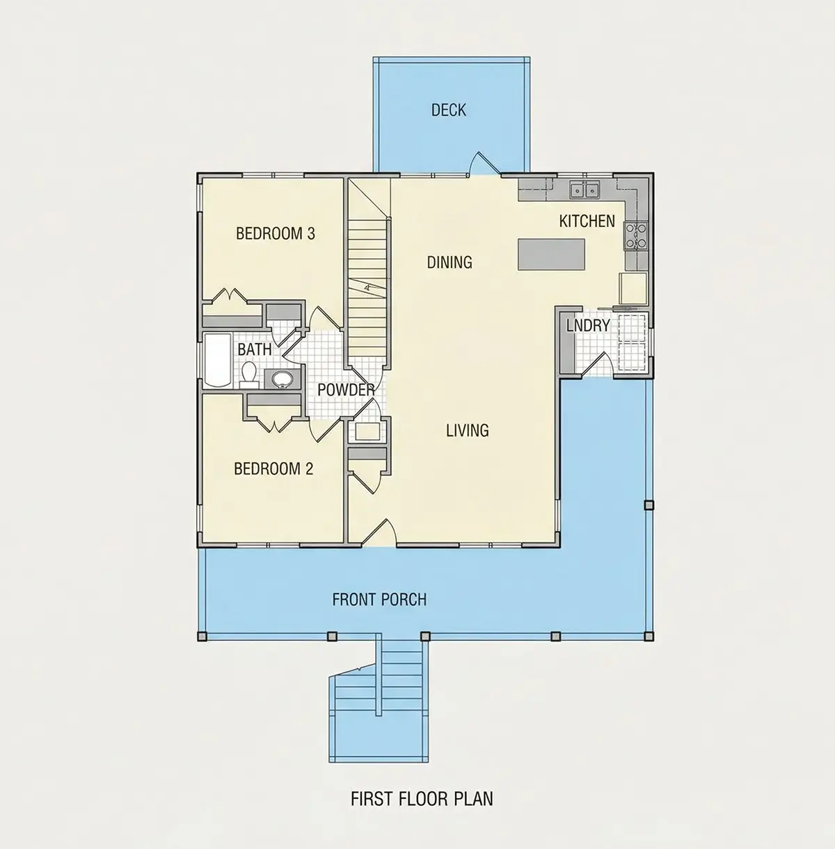 Parter 9 – Proiect de casa cu 2 etaje 158 m²: 3 Dormitoare, Birou, 2 Bai, Bucatarie deschisa, Garaj — 92700R