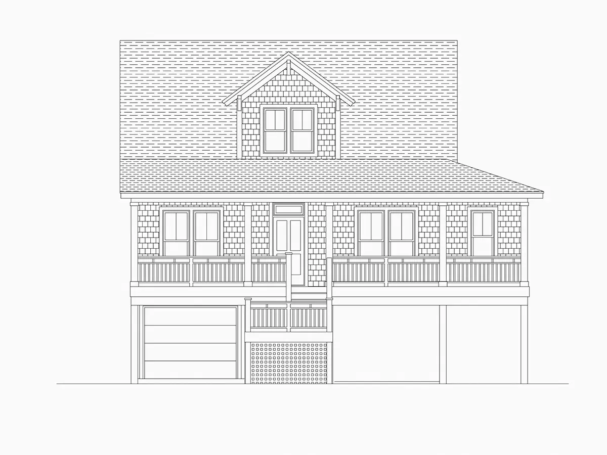 Fațade 6 – Proiect de casa cu 2 etaje 158 m²: 3 Dormitoare, Birou, 2 Bai, Bucatarie deschisa, Garaj — 92700R