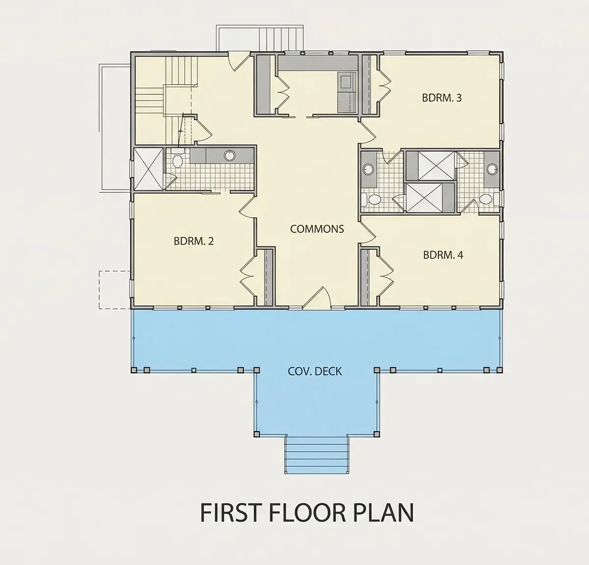 Parter 25 – Proiect de casa cu etaj 276 m²: 4 Dormitoare, 5 Bai, Garaj — 10386R