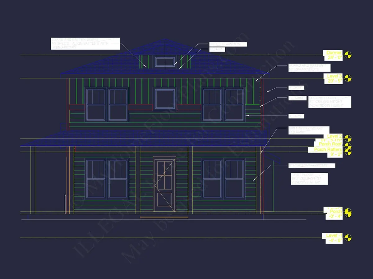 Fațade 20 – Proiect de casa cu etaj 246 m²: 3 Dormitoare, Birou, 4 Bai, Bucatarie deschisa, fara Garaj — 39006R