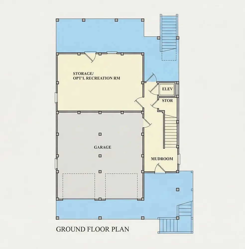 Subsol 8 – Proiect de casa cu 2 etaje 259 m²: 4 Dormitoare, 4 Bai, Bucatarie deschisa, Garaj — 70970R