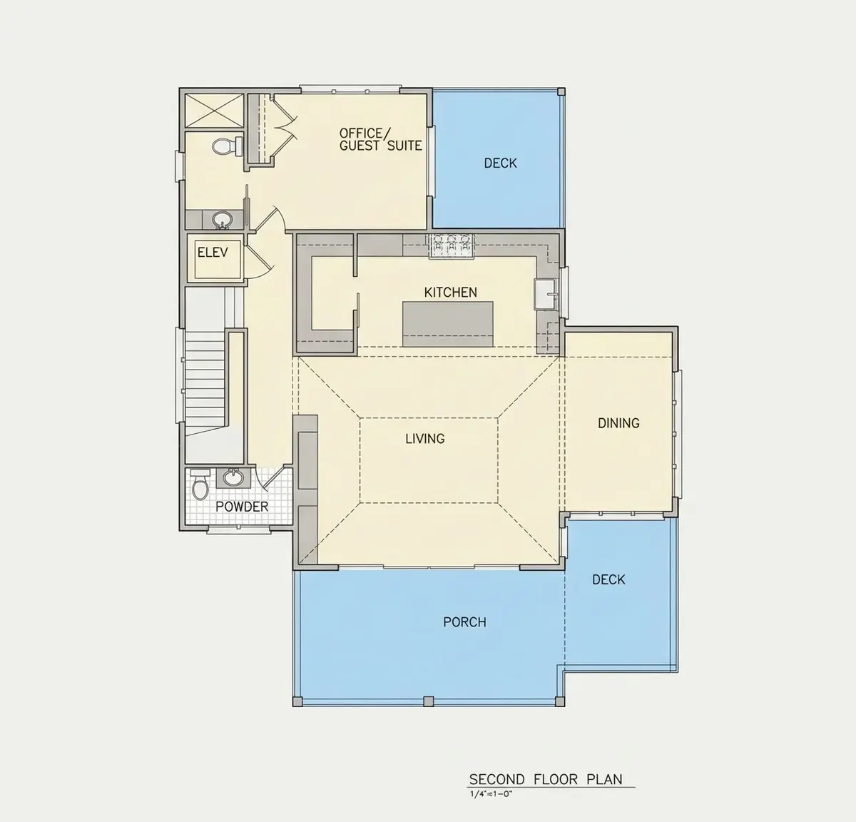 Etaj 1 11 – Proiect de casa cu 2 etaje 308 m²: 4 Dormitoare, 5 Bai, Bucatarie deschisa, Garaj — 90946R