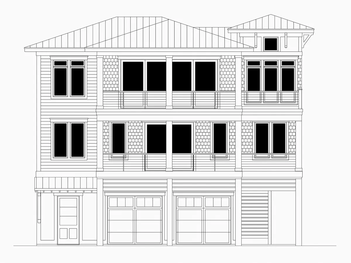 Fațade 6 – Proiect de casa cu 2 etaje 308 m²: 4 Dormitoare, 5 Bai, Bucatarie deschisa, Garaj — 90946R