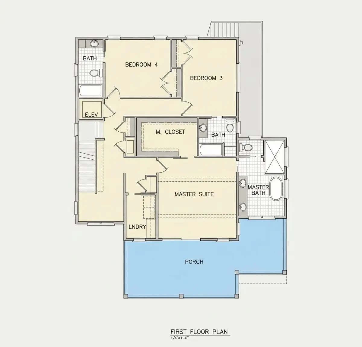 Parter 10 – Proiect de casa cu 2 etaje 308 m²: 4 Dormitoare, 5 Bai, Bucatarie deschisa, Garaj — 90946R