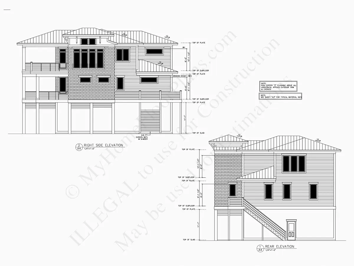 Fațade 8 – Proiect de casa cu 2 etaje 308 m²: 4 Dormitoare, 5 Bai, Bucatarie deschisa, Garaj — 90946R