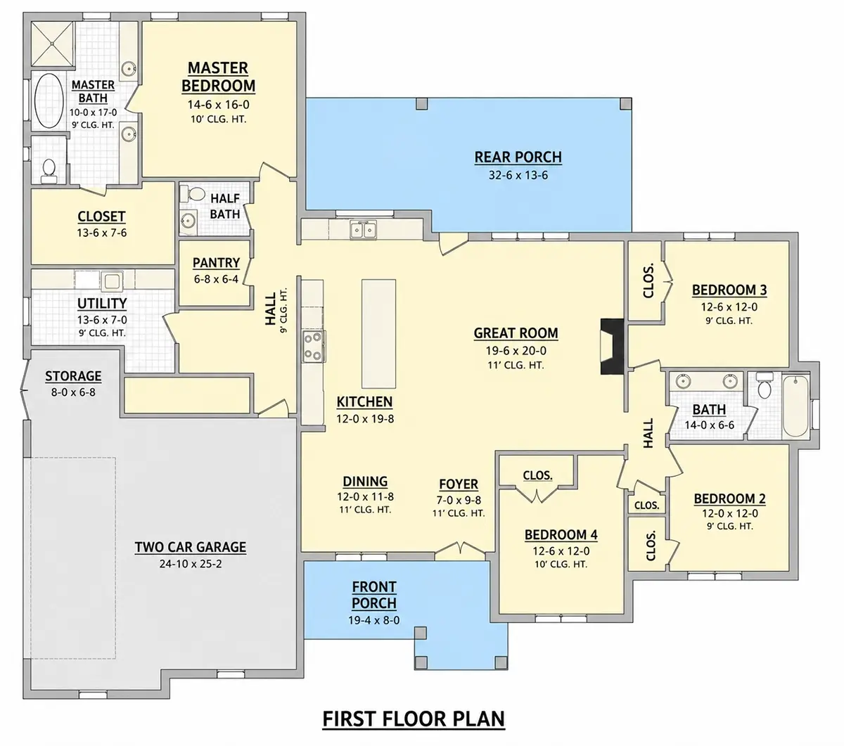 Parter 18 – Proiect de casa parter cu mansardă 241 m²: 4 Dormitoare, 4 Bai, Bucatarie deschisa, Garaj — 14691R