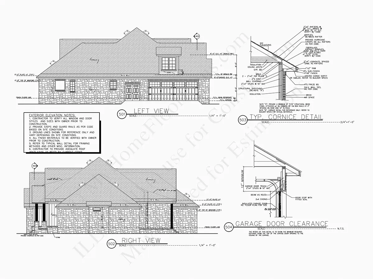 Fațade 17 – Proiect de casa parter cu mansardă 241 m²: 4 Dormitoare, 4 Bai, Bucatarie deschisa, Garaj — 14691R