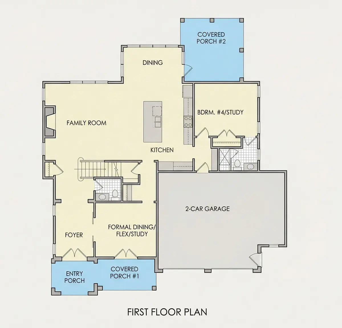 Parter 8 – Proiect de casa cu etaj 299 m²: 4 Dormitoare, 5 Bai, Bucatarie deschisa, Garaj — 29805R