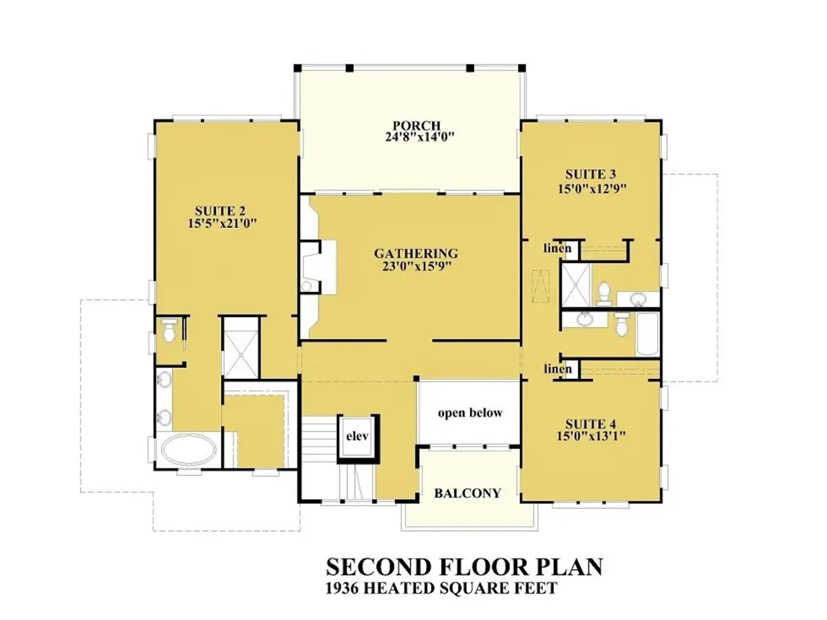 Etaj 1 10 – Proiect de casa cu 2 etaje 573 m²: 4 Dormitoare, 6 Bai, Bucatarie deschisa, Garaj — 90915R