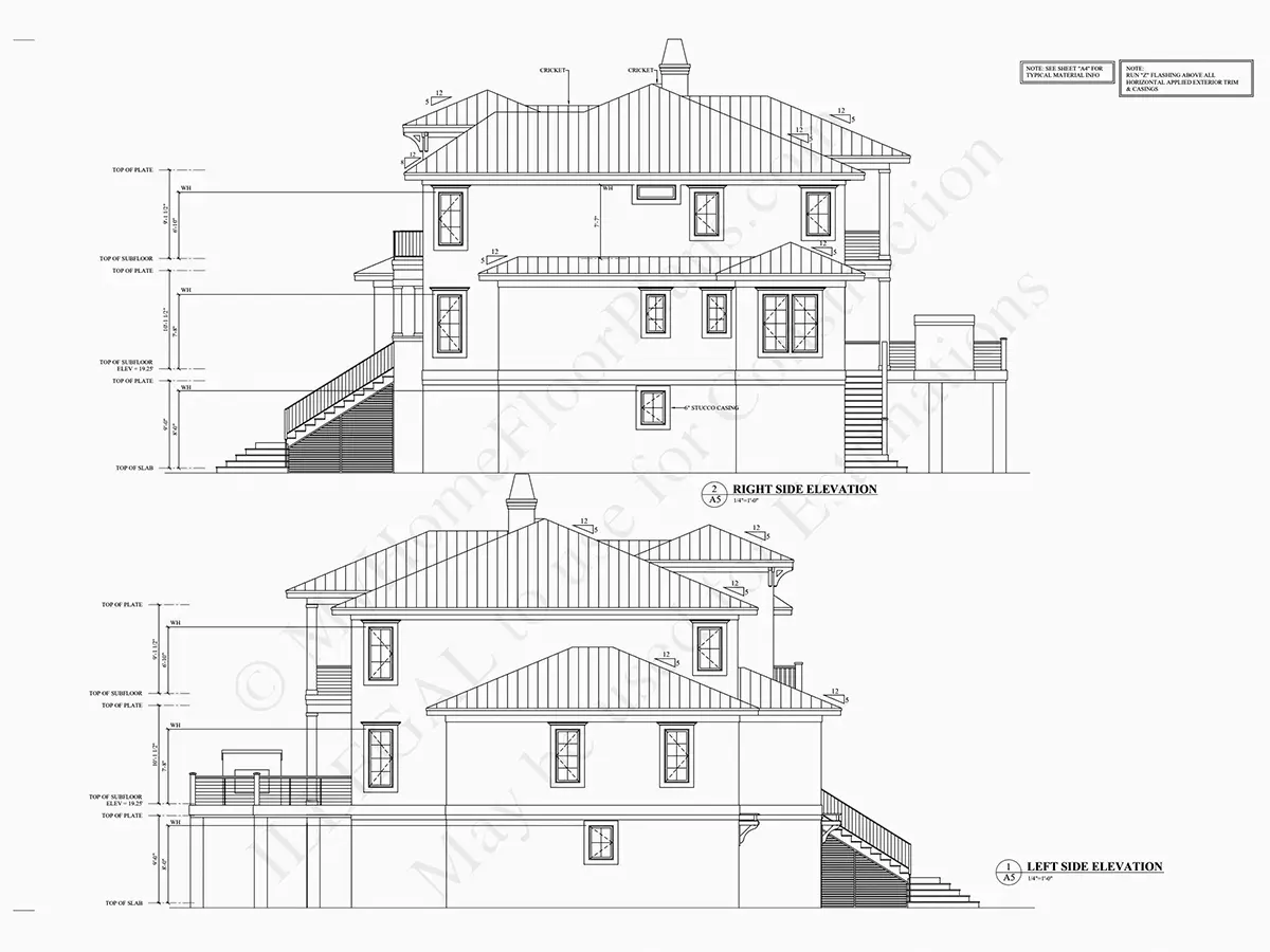 Fațade 7 – Proiect de casa cu 2 etaje 573 m²: 4 Dormitoare, 6 Bai, Bucatarie deschisa, Garaj — 90915R