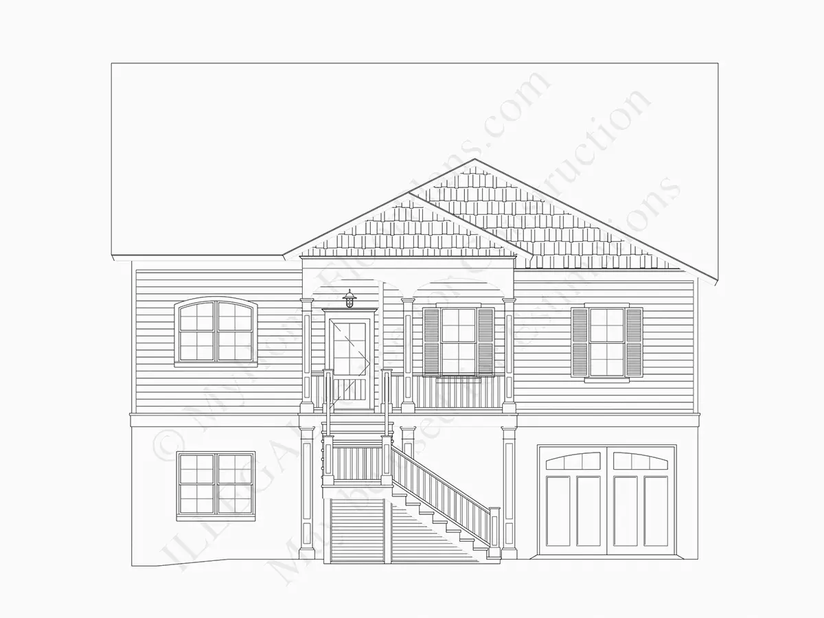 Fațade 5 – Proiect de casa cu 2 etaje 250 m²: 4 Dormitoare, 3 Bai, Bucatarie deschisa, Garaj — 25020R