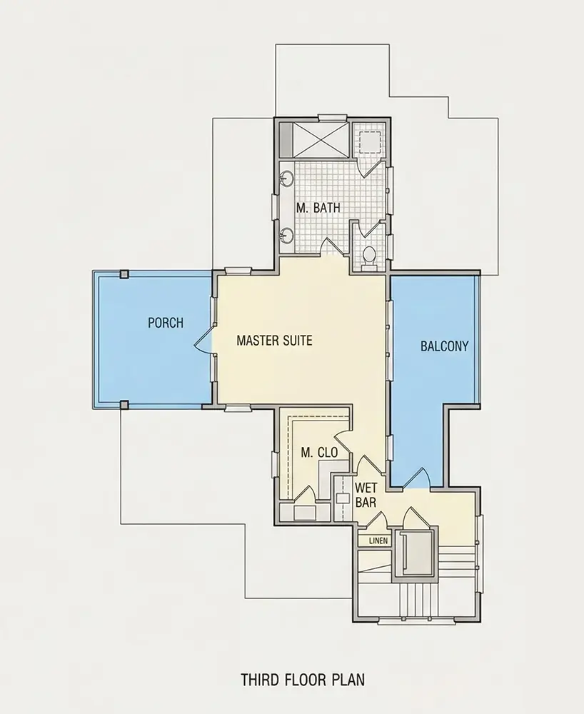 Etaj 2 14 – Proiect de casa cu 2 etaje 213 m²: 4 Dormitoare, Birou, 6 Bai, Bucatarie deschisa, Garaj — 89404R