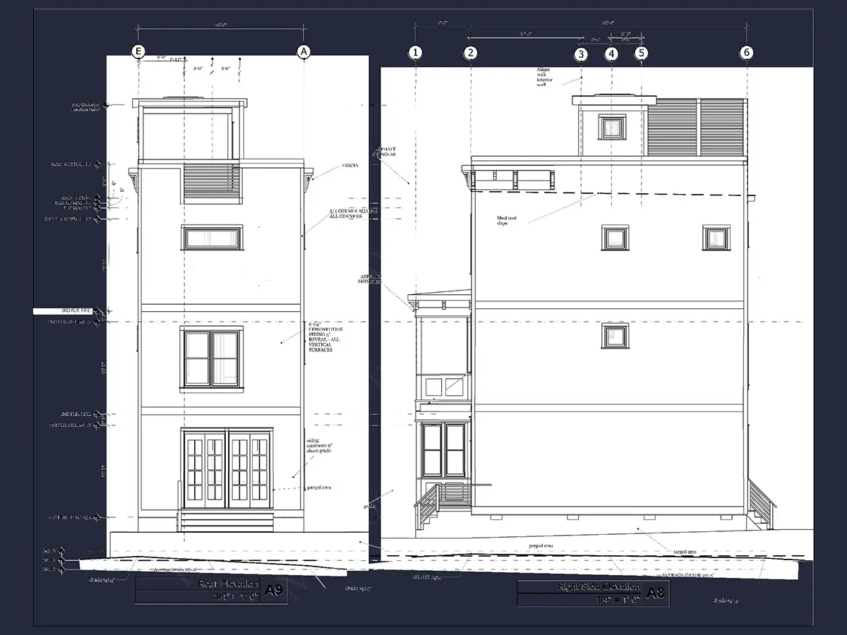 Fațade 6 – Proiect de casa cu 2 etaje 158 m²: 3 Dormitoare, 3 Bai, Bucatarie deschisa, fara Garaj — 46831R