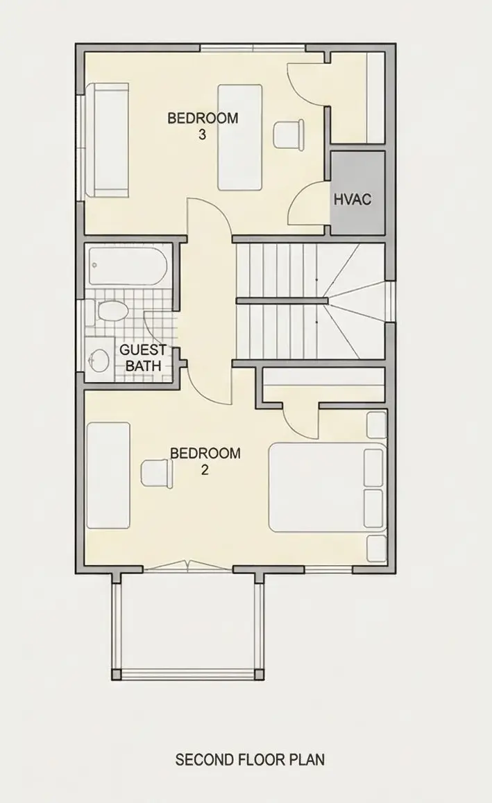 Etaj 1 9 – Proiect de casa cu 2 etaje 158 m²: 3 Dormitoare, 3 Bai, Bucatarie deschisa, fara Garaj — 46831R