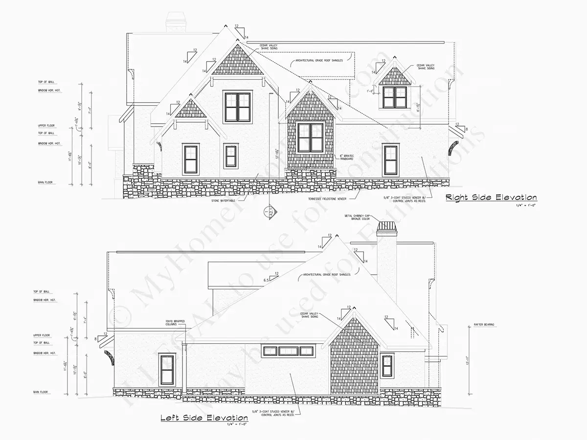 Fațade 20 – Proiect de casa parter cu mansardă 176 m²: 3 Dormitoare, Birou, 4 Bai, Bucatarie deschisa, Garaj — 91640R