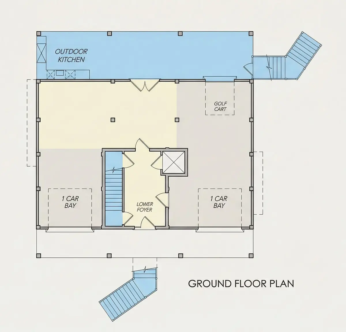 Subsol 24 – Proiect de casa cu 2 etaje 281 m²: 3 Dormitoare, 4 Bai, Bucatarie deschisa, Garaj — 89558R
