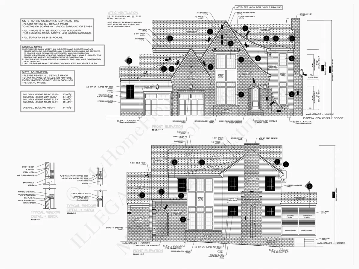 Fațade 10 – Proiect de casa cu etaj 334 m²: 4 Dormitoare, Birou, 5 Bai, Bucatarie deschisa, Garaj — 74831R