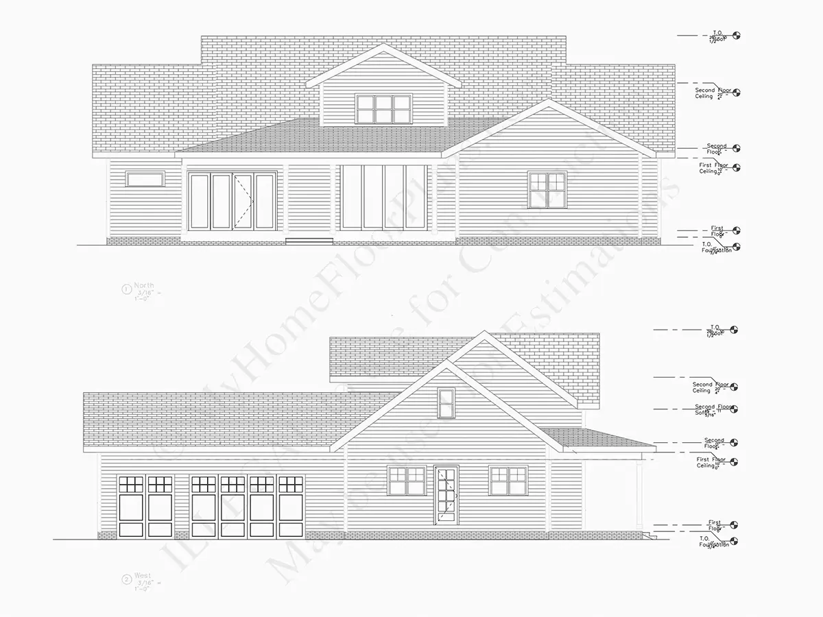 Fațade 20 – Proiect de casa parter cu mansardă 341 m²: 4 Dormitoare, Birou, 5 Bai, Bucatarie deschisa, Garaj — 11321R