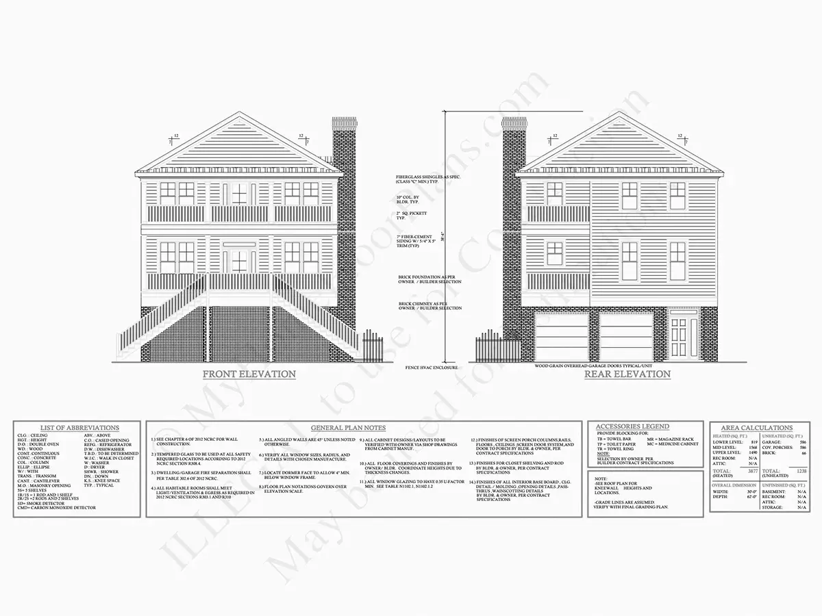 Fațade 7 – Proiect de casa cu 2 etaje 360 m²: 6 Dormitoare, 6 Bai, Bucatarie deschisa, Garaj — 57962R