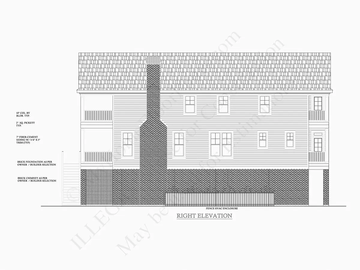 Fațade 9 – Proiect de casa cu 2 etaje 360 m²: 6 Dormitoare, 6 Bai, Bucatarie deschisa, Garaj — 57962R
