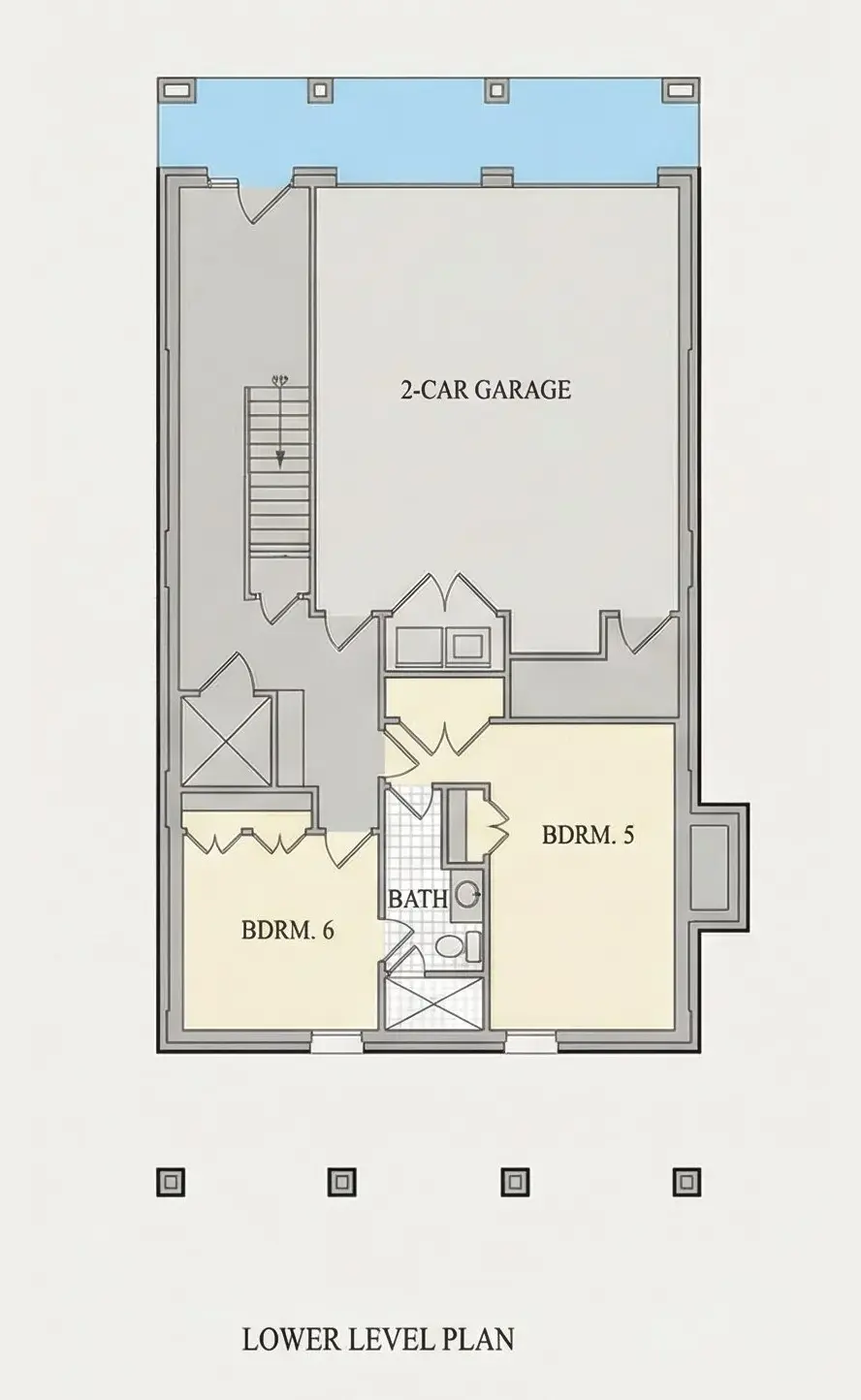 Subsol 10 – Proiect de casa cu 2 etaje 360 m²: 6 Dormitoare, 6 Bai, Bucatarie deschisa, Garaj — 57962R