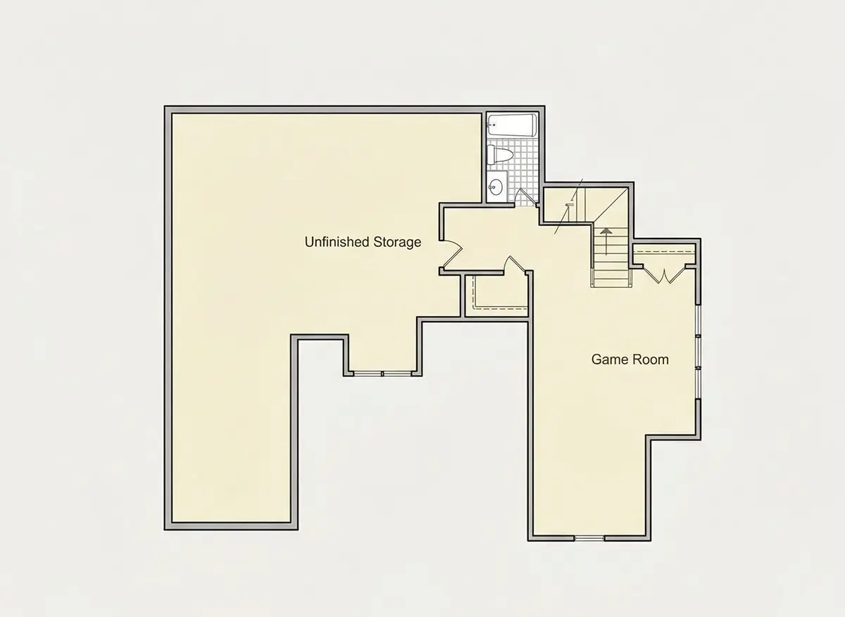 Etaj 1 28 – Proiect de casa parter cu mansardă 263 m²: 3 Dormitoare, 3 Bai, Bucatarie deschisa, Garaj — 85125R