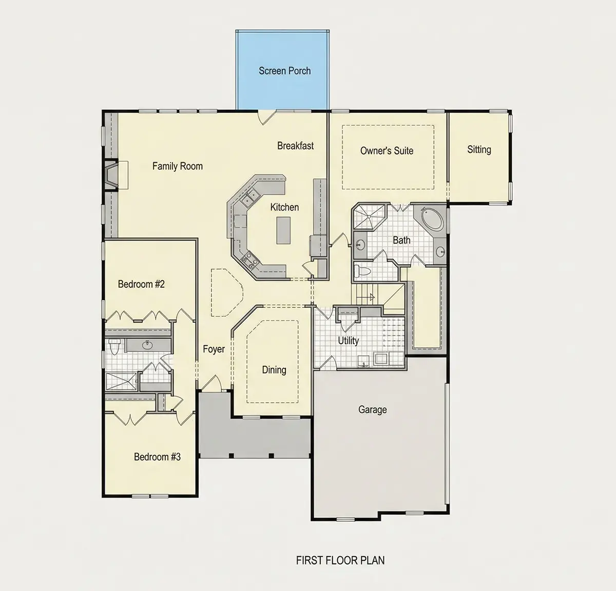 Parter 27 – Proiect de casa parter cu mansardă 263 m²: 3 Dormitoare, 3 Bai, Bucatarie deschisa, Garaj — 85125R